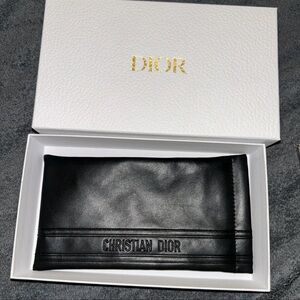 Dior Black Leather Sunglass pouch in box